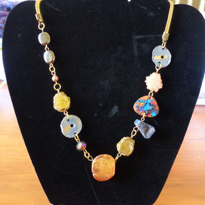 Unique mixed media Treska statement necklace